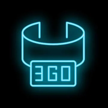 Neon 360 degrees view virtual reality glasses icon glowing on black backgroun Stock Illustration