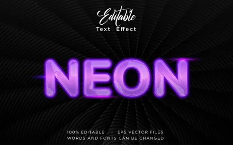 Neon 3D Editable Text Effect Vector Design Stock Illustration