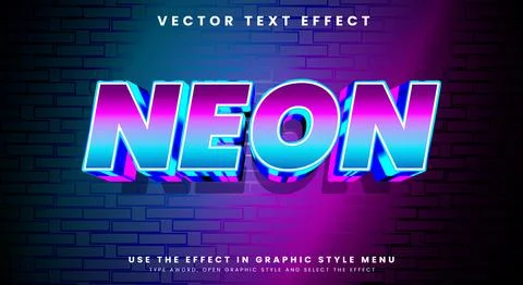 Neon 3d Editable Text style Effect Stock Illustration