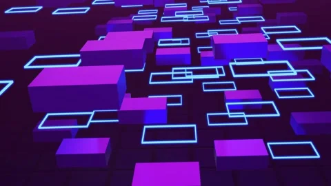 Neon 3D Flying Boxes Gradient 4K Looped  Background Animation  Stock Footage 156403490
