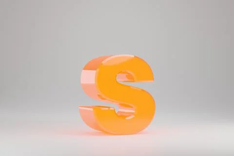 Neon 3d letter S lowercase. Yellow neon letter isolated on white background.  Illustrazione stock