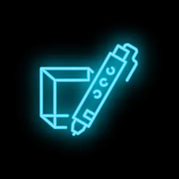 Neon 3d pen creating a cube, futuristic design tool illustration Stock Illustration