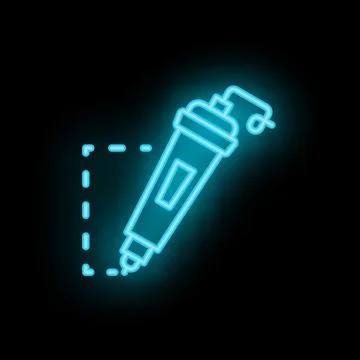 Neon 3d pen drawing square shape icon on black background 스톡 일러스트