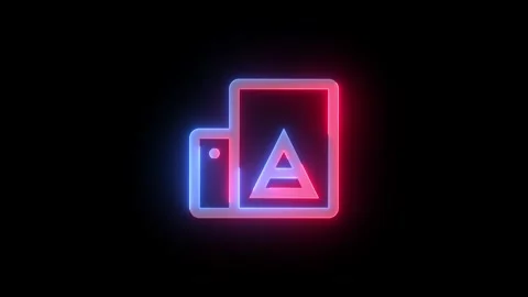 Neon 3d printer icon blue red color glowing animated black background Stock Footage 269495968