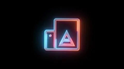 Neon 3d printer icon brown cyan color glowing animated black background Stock Footage 269495974