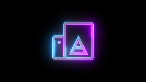 Neon 3d printer icon cyan purple color glowing animated black background Stock Footage 269495976