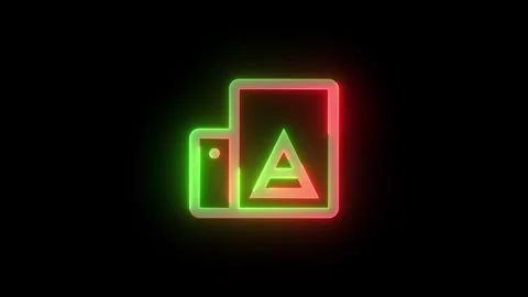 Neon 3d printer icon green red color glowing animated black background Stock Footage 269495985