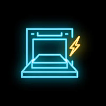Neon 3d printer printing object with laser beam shining Stock Illustration