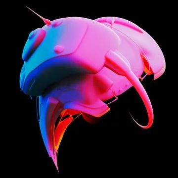 Neon 3d rendering of jelly warped tank Stock Illustration