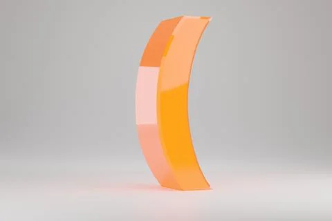 Neon 3d round bracket symbol. Yellow neon sign isolated on white background.  Stock Illustration