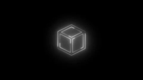 Neon 3d square box stroke icon glowing black background animation Vidéo 289437567