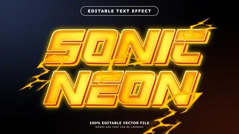 Neon 3D text effect Editable text style effect with yellow light theme Illustrazione stock