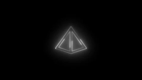 Neon 3d triangle stroke icon glowing black background animation Vídeos de archivo 289437615