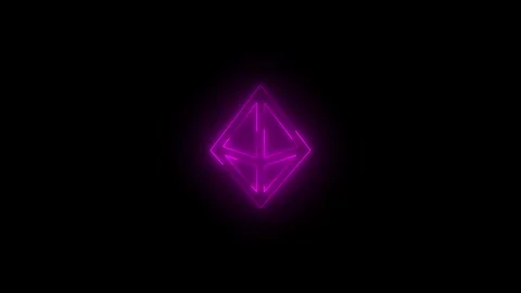 Neon 3d triangle stroke icon glowing black background animation Видео 289437633