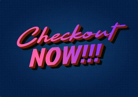 Neon 3d typography poster reading checkout now!!! on dark blue dotted backg.. 스톡 일러스트