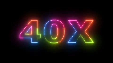 Neon 40X Animated Text Loop Dynamic Multicolored Glowing Effect on Dark Bac.. Vidéo 330413157