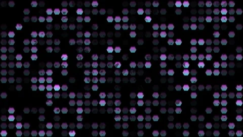 Neon 4K abstract geometric loopable video ornament with hex shaped dots Stock Footage 278597584