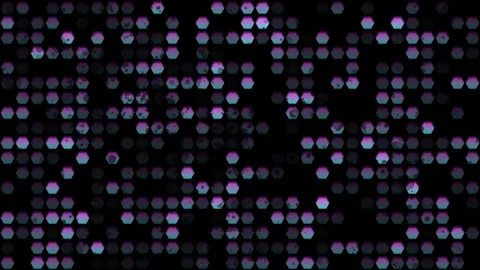 Neon 4K abstract graphic loopable video ornament with hexagon shaped dots Stock Footage 278597559