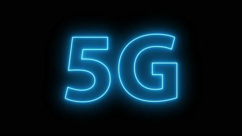 Neon 5G internet animation on black background. 4K video Stock Footage 131315905