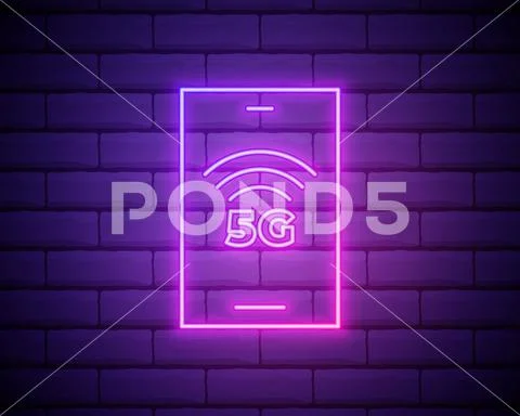 Smartwatch nfc payment neon light icon Royalty Free Vector