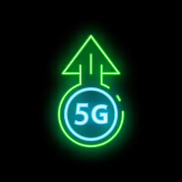 Neon 5g sign indicating increased mobile internet speed Stock Illustration