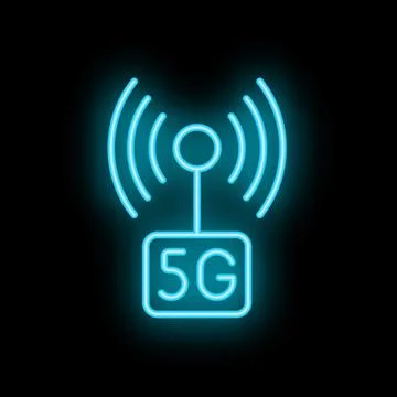 Neon 5g wireless network symbol transmitting data Stock Illustration