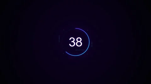 Neon 60 Countdown Timer Motion Graphic on Black Background Stock Footage 341674361