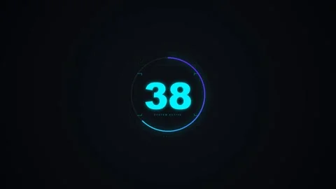 Neon 60 Countdown Timer with System Active HUD Interface Video stock 341674383