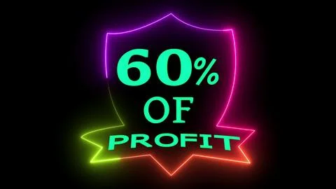Neon 60% of profit text shield emblem Ilustración de archivo