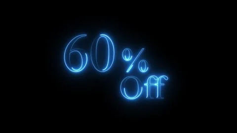 Neon 60% off sell discount icon animated video Stock Footage 295248341