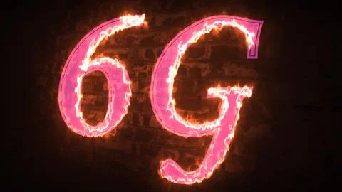 Neon 6G high speed network technology concept by neon light lines speed mot.. Illustrazione stock