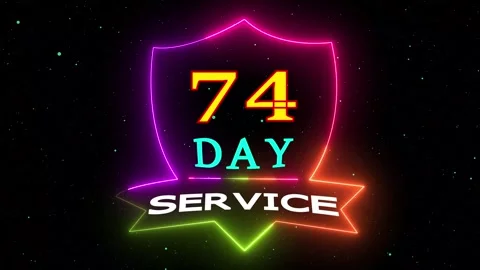 Neon 74 day service shield background 库存影片 330511253
