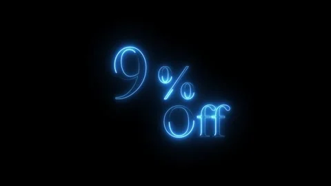 Neon 9% off sell discount icon animated video Stock Footage 295248382