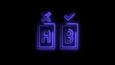 Neon ab test animation for product testing marketing and online optimization Stock Footage 312447258
