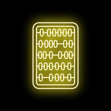 Neon abacus icon representing calculation and accounting Stock Illustration