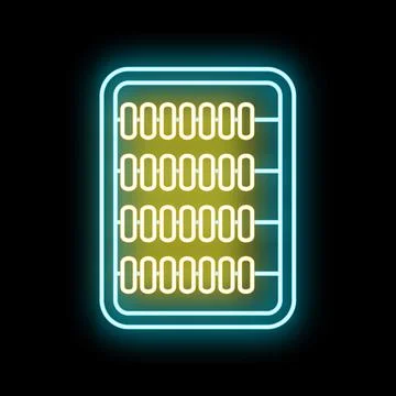 Neon abacus offering digital calculation and financial education icon Stock Illustration