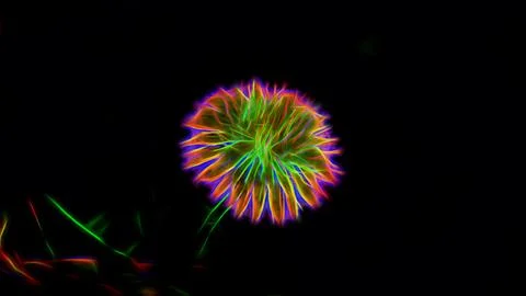 Neon abstract background in the form of a flower, glowing psychedelic pattern Stock Illustration