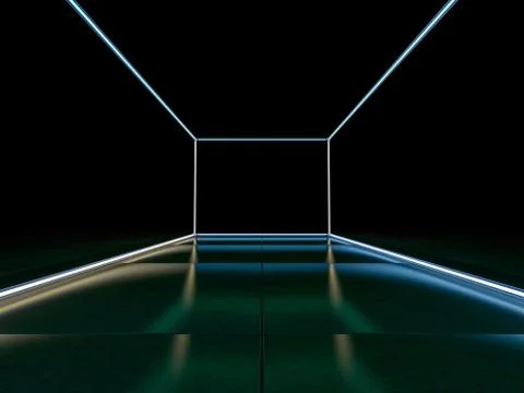 Neon abstract background of lines. 3D illustration Stock Illustration