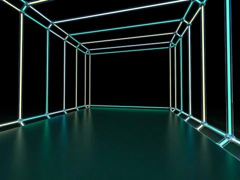 Neon abstract background of lines. 3D illustration Stock Illustration