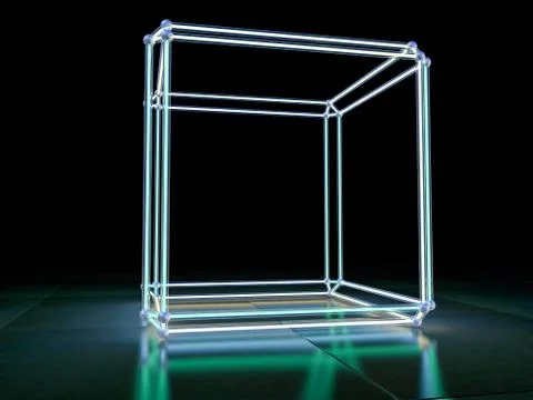 Neon abstract background of lines. 3D illustration Stock Illustration