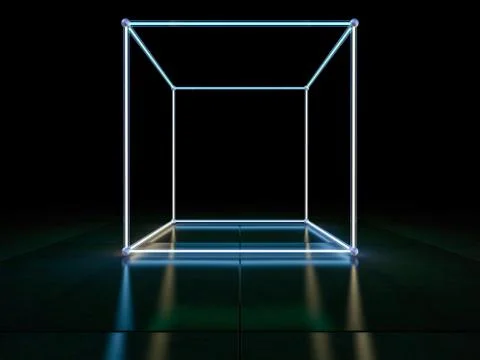Neon abstract background of lines. 3D illustration Stock Illustration