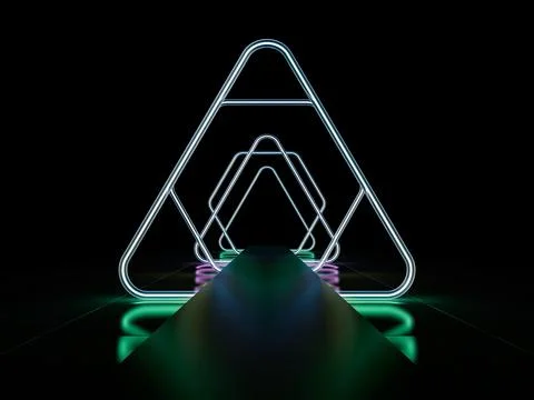 Neon abstract background of lines. 3D illustration Stock Illustration