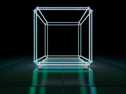 Neon abstract background of lines. 3D illustration Stock Photos