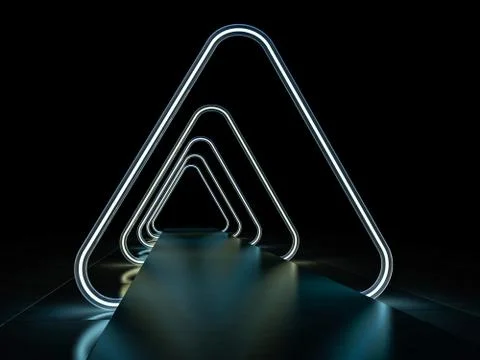 Neon abstract background of lines. 3D illustration Stock Photos
