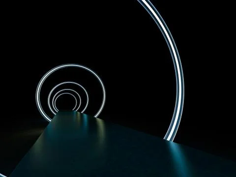 Neon abstract background of lines. 3D illustration Stock Photos