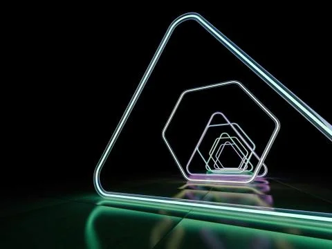 Neon abstract background of lines. 3D illustration Stock Photos