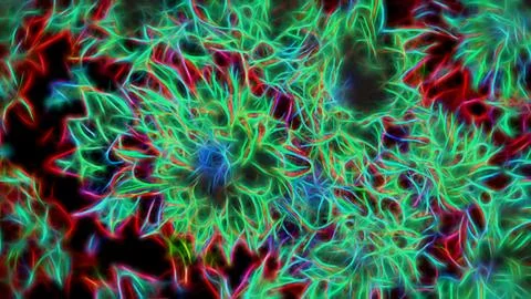 Neon abstract background for wall and poster, glowing psychedelic pattern Illustrazione stock