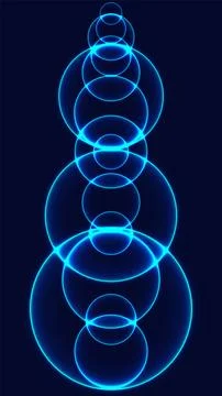 Neon Abstract Blue Technology Background with Glowing Digital Rings and Fut.. Stock Illustration