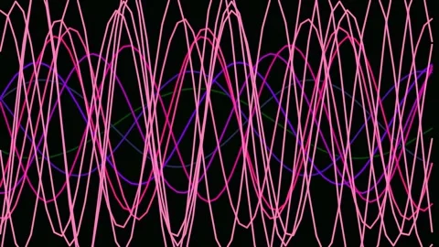 Neon Abstract Data Visualization with Flowing Digital Wave Patterns on Blac.. 库存影片 341059165
