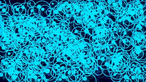 Neon abstract digital connectivity pattern, flowing tech network background.. Stock Footage 336766836